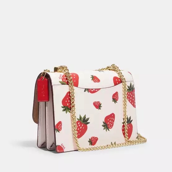 Coach Klare Crossbody bag with wild strawberry print in gold/chalk multi - Picture 2 of 4